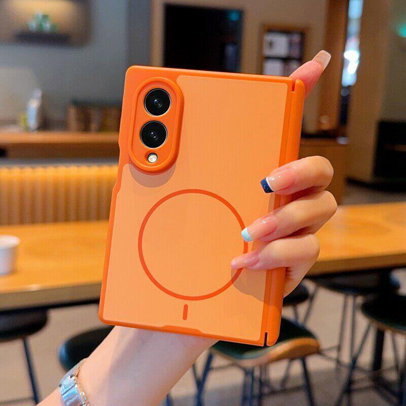 Business Solid Color Magnetic for Magsafe Case for Samsung Galaxy Z Fold 8 Ultra 7 6 5 Fold8 Wide Hinge Protect PC Armor Cover