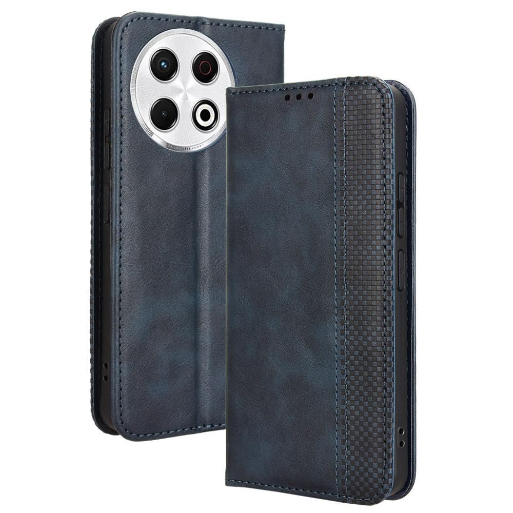 For TECNO Spark 30 Pro 4G KL7 Leather Case Wallet Stand Retro Texture Phone Cover