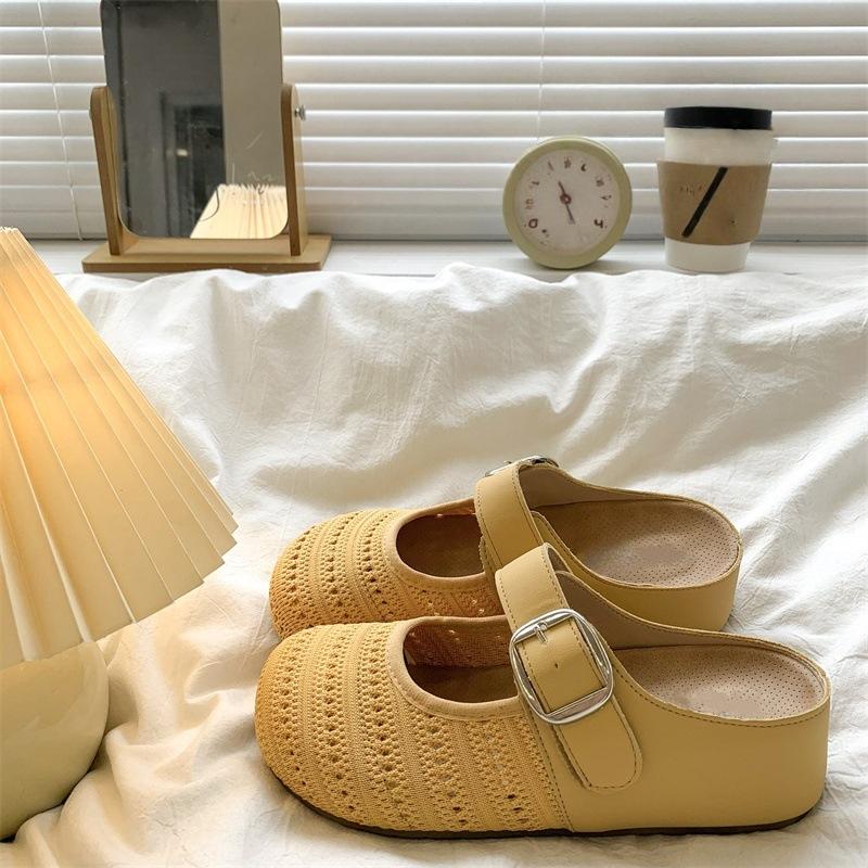 Thick-soled Inner Heightening Bag Head Half Slippers Women Wear New Summer Hollow Sandals One Pedal Sandals