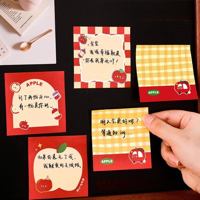 Gift Cute Apple Notes for Students with Good Looking Messages Stickers Cartoon Sticky Memo Pad Kawai Office School Stationery