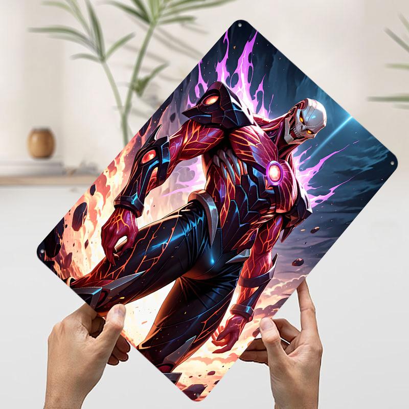 Futuristic Armored Skeleton Warrior Poster Customized Wall Art Vintage Metal Signs Retro Tin Plaque for Man Cave Home Decor Room