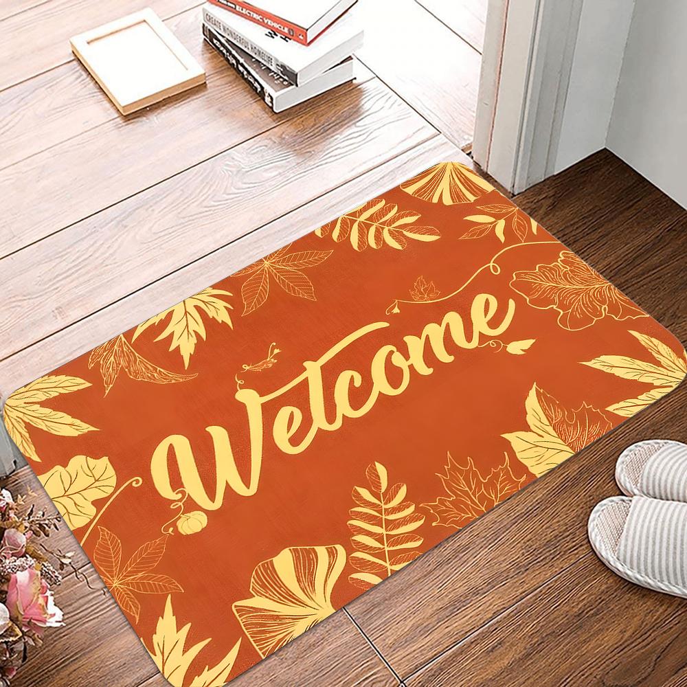 

Fall Door Mat Non Slip Pumpkin Welcome Doormat for Autumn Harvest Thanksgiving Farmhouse Entrance Doormat Floor Carpet Mat 40x60CM