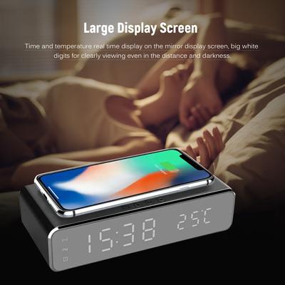 Wireless Charger Desk Clock LED Digital Clock Temperature Meter  Celsius /  Fahrenheit  Switchable Wireless Charging