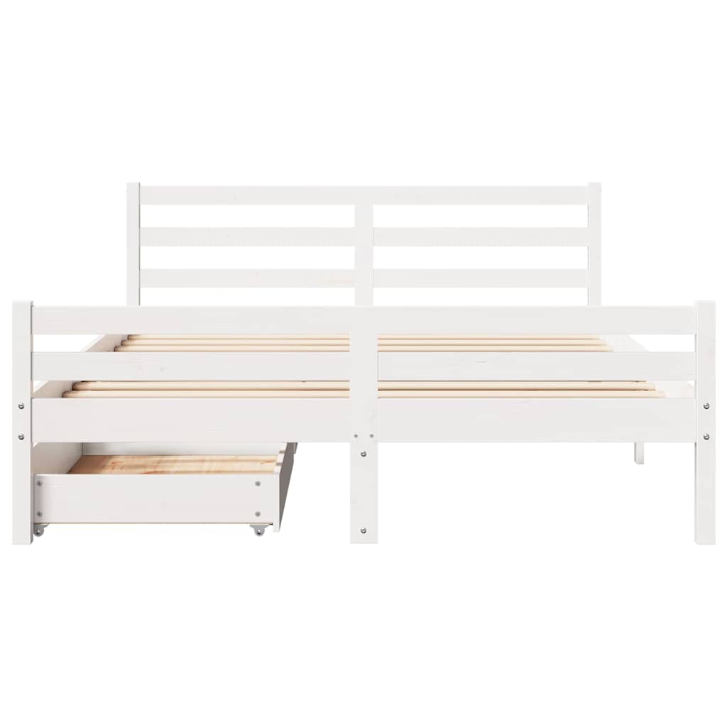 Solid Wood Bed without Mattress White 140 x 200 cm Pine Wood