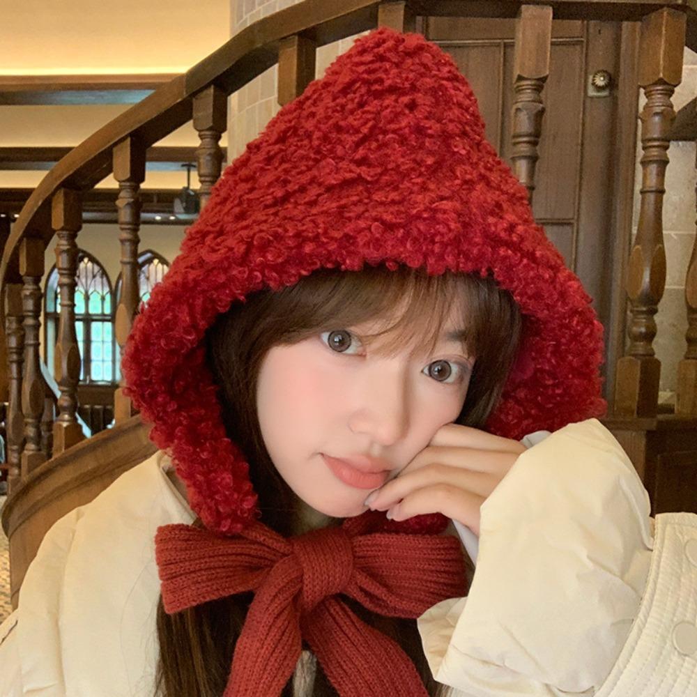 Thickened Lamb Wool Cap Balaclava Women Lei Feng Hat Casual Ear Protective Hat  Girls