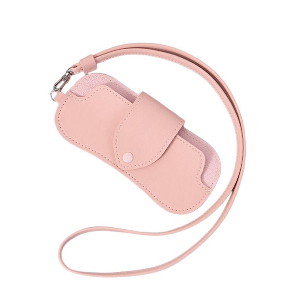 Solid Color Sunglasses Pouch PU Leather Hanging Sunglasses  Eyewear Accessories