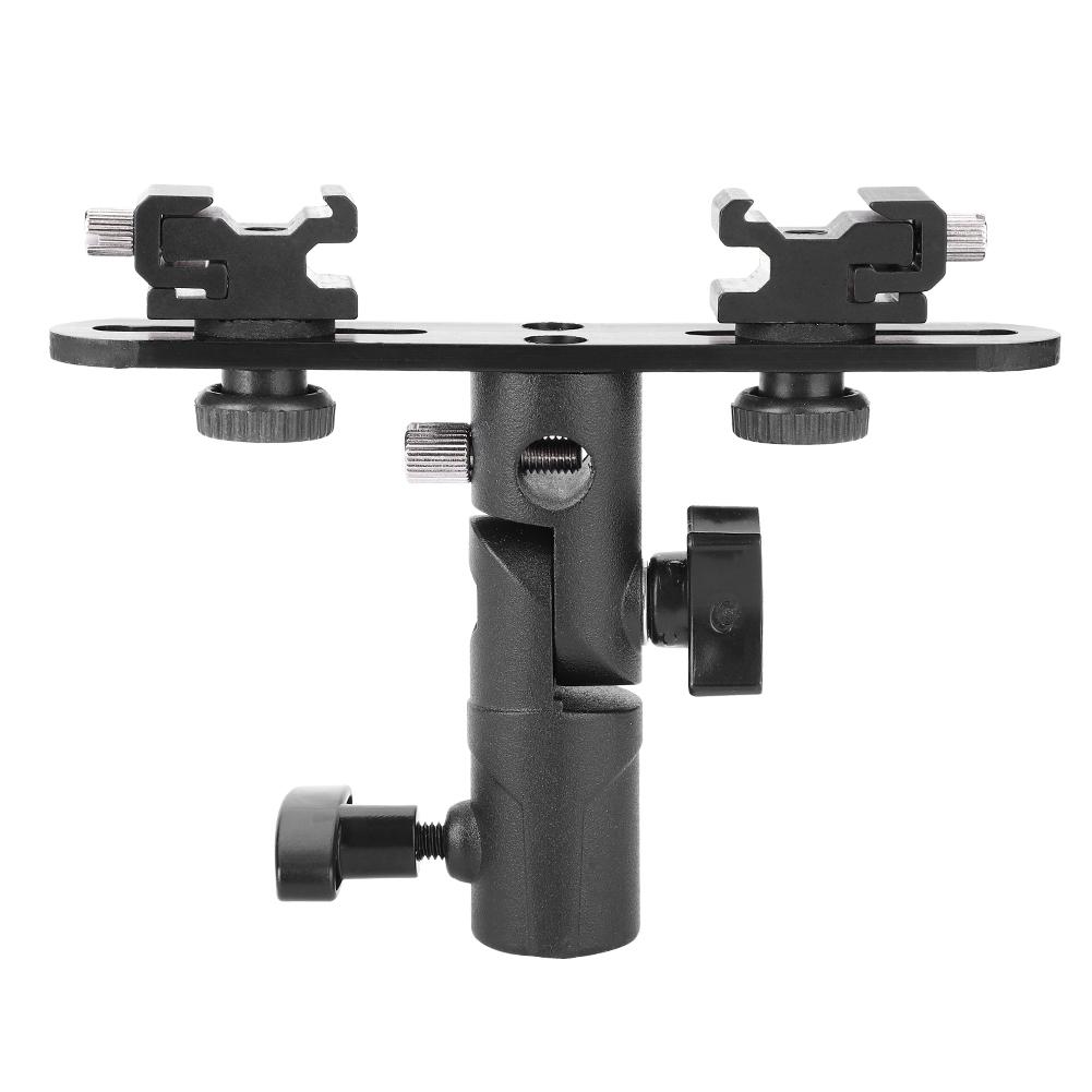 Dual Hot Shoes Flash Lamp Mount Holder Bracket For Camera Video Camcorder