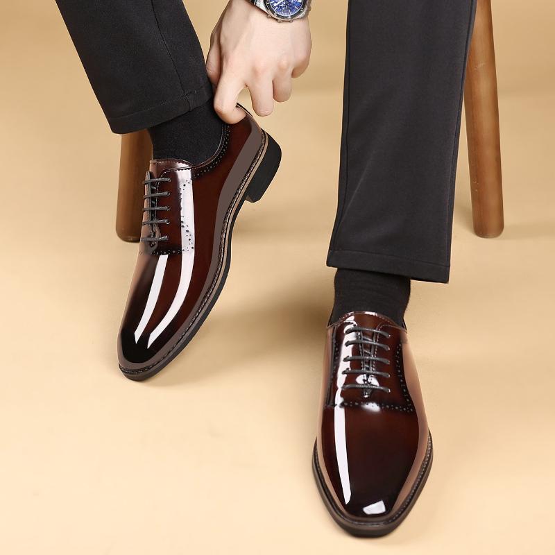 Fashion Luxury Men Oxford Shoes High Quality Patent Leather Men Shoes Comfortable Dress Wedding Party Shoes Classic Business Formal Shoe