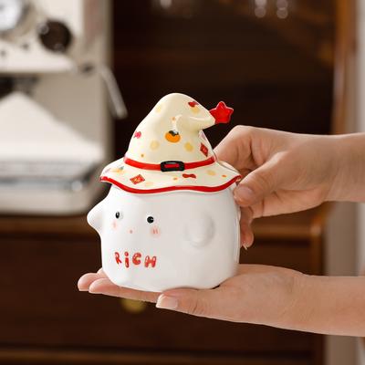 Fubao Cartoon Tasse Eröffnungs-Souvenir mit Deckel Keramiktasse Hochpräzise Festliche Wassertasse Haushaltsset