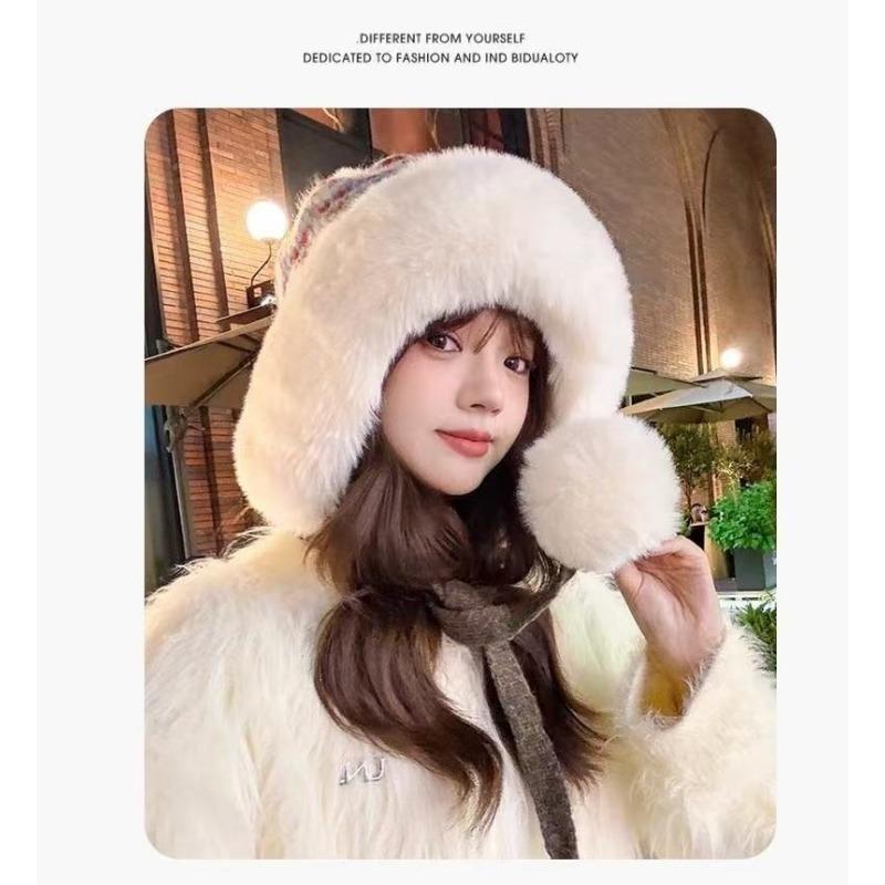 Women S Winter Knit Hat With Pom Pom Earmuff Thick Warm Large Size