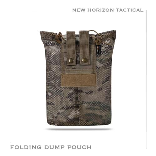 NEW HORIZON Folding Dump Pouch Multicam Mesh Roll-Up Foldable Dump Pouch Utility Pouch Multicam Mesh Molle Compatible Airsoft (Multicam)
