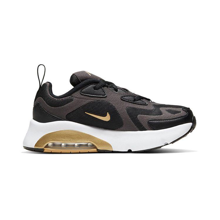 Nike Air Max 200 Mesh Air Cushion Abrasion Resistant Low Top Running Shoes Black Gold Children Aged 3 7 Years Old AT5628-003