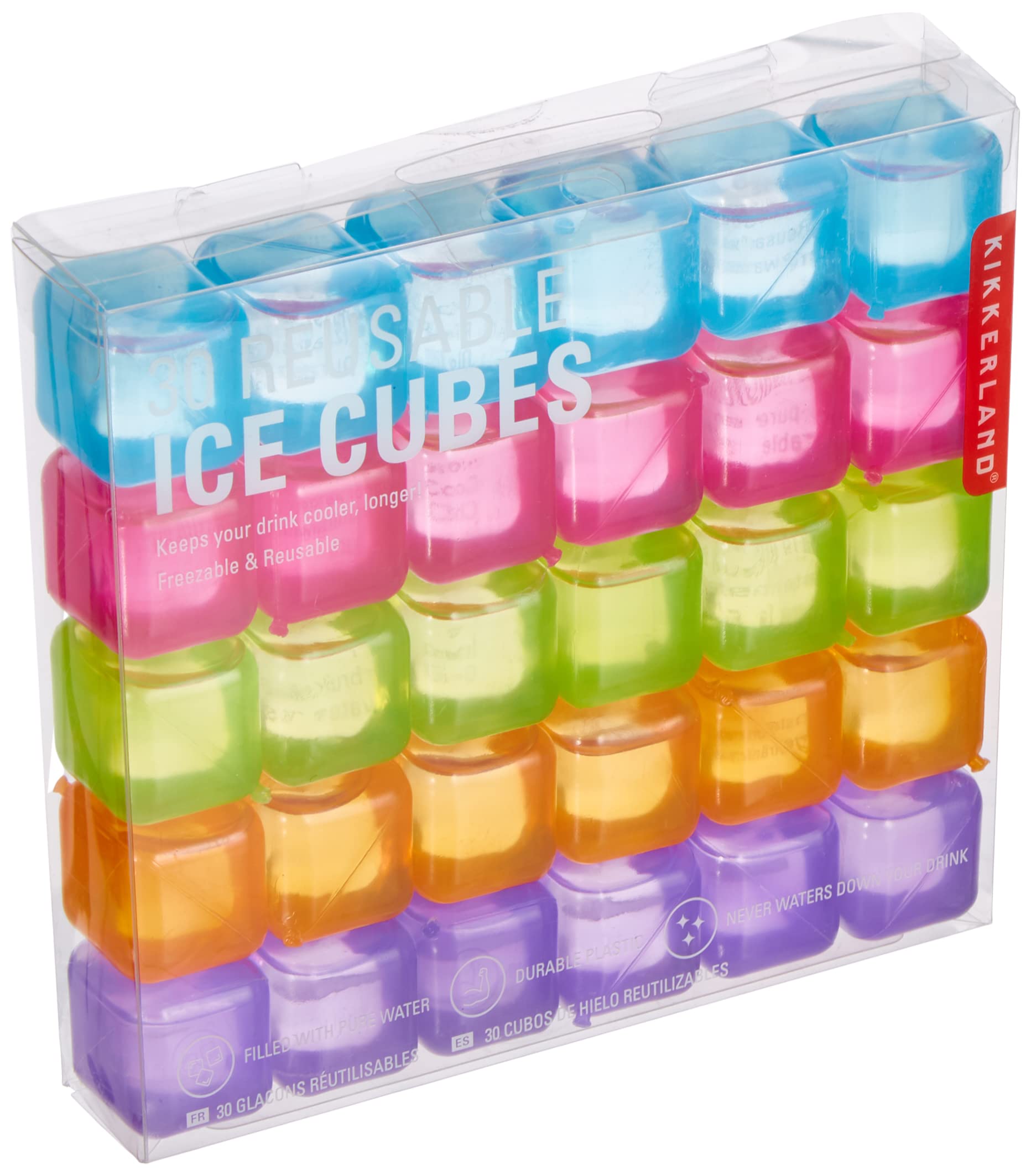 

Kikkerland Reusable Ice Cubes, 30-Piece Set, Multicolor