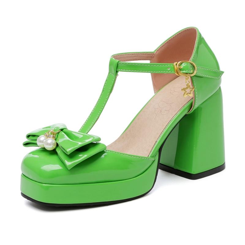 Sweet Women's High Heels Summer Shoes Platform D'Orsay Pumps Straps Black Green White Bow-tied Party Dance Wedding Shoes Female