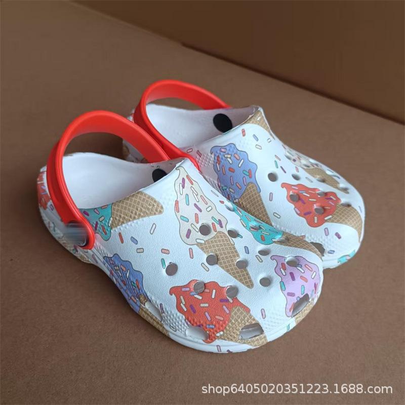 Co-branded Unicorn Ice Cream Crocs for Kids - Comfortable, Fashionable Flat Beach Sandals
