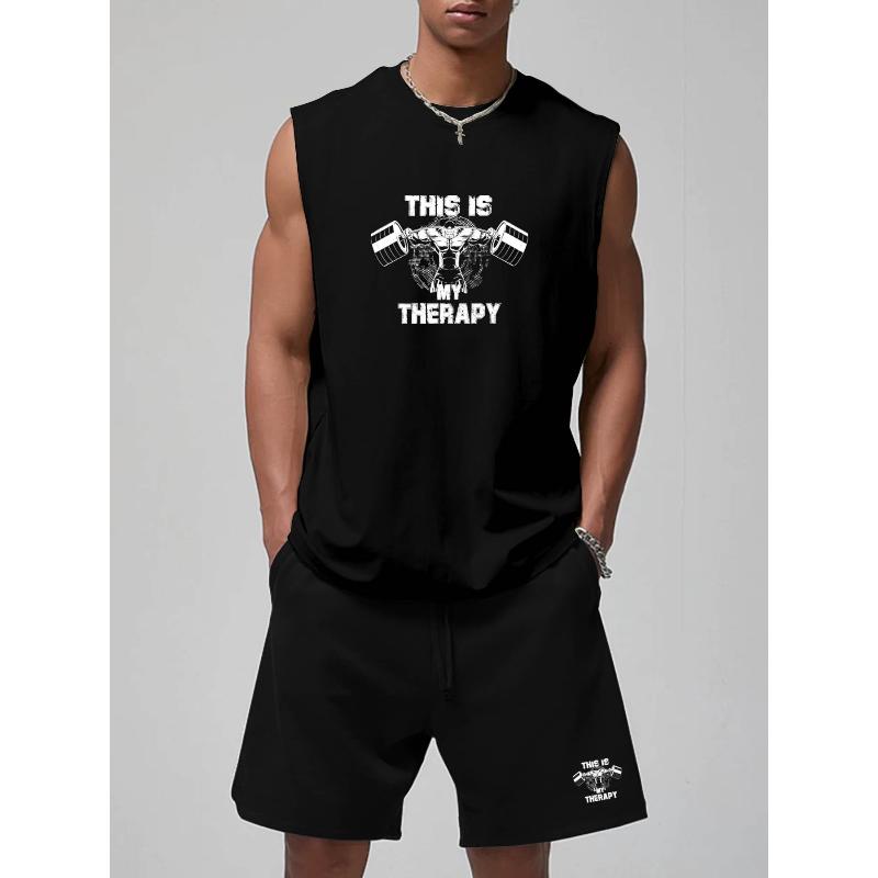 

Polyester Moisture Wicking Tank Top and Shorts Set for Men Quick Dry Lightweight Summer Gym Workout Outfit XXL чорний