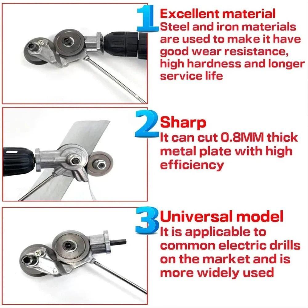 1Set Metal Electric Drill Plate Cutter DIY Universal Refitting Plate Shears Nibbler Drill Cutter Attachment for Cutting Iron