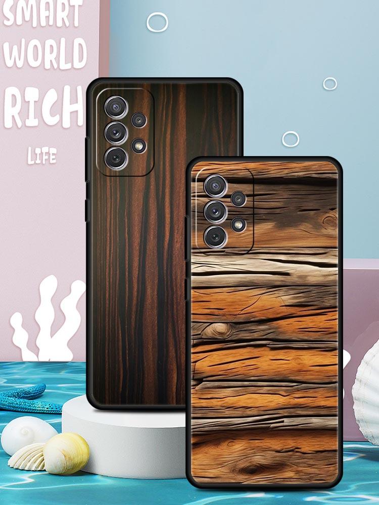 Vintage Wood Grain Pattern Phone Case for Samsung Galaxy A55 A35 A17 A07 A15 A13 A25 A51 A71 A72 A73 A32 A52 A52S A41 Soft TPU