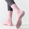 Einfarbige Yogasocken aus Baumwolle bis zur Mitte der Wade, rutschfeste Sportsocken mit Silikonunterseite, für Damen, für Indoor-Fitness, Trampolin, Tanz, Pilates