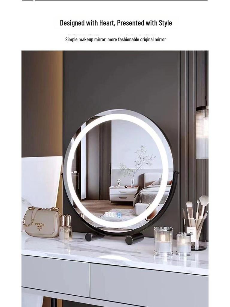 Roterbar cylindrisk LED-sminkspegel med fyllnadsljus