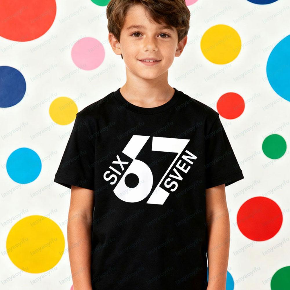 67 Meme Kids TShirt Latest Trendy Style Creative Design Six Seven Number Printed Tshirt Boys Christmas Holiday Tee Xmas Tops