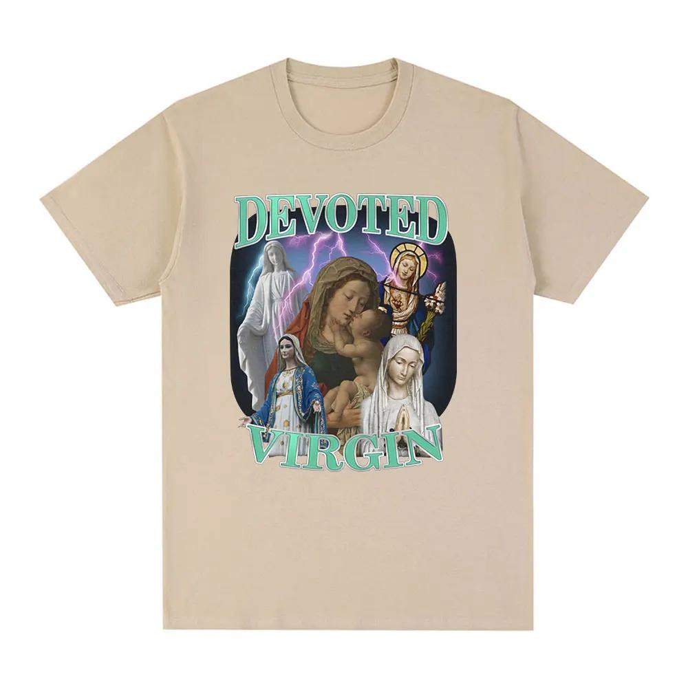 Devoted Virgin Meme Grafik T-Shirt Herren Mode Vintage Kurzarm T-Shirts Lässig T-Shirt Oberteile Unisex