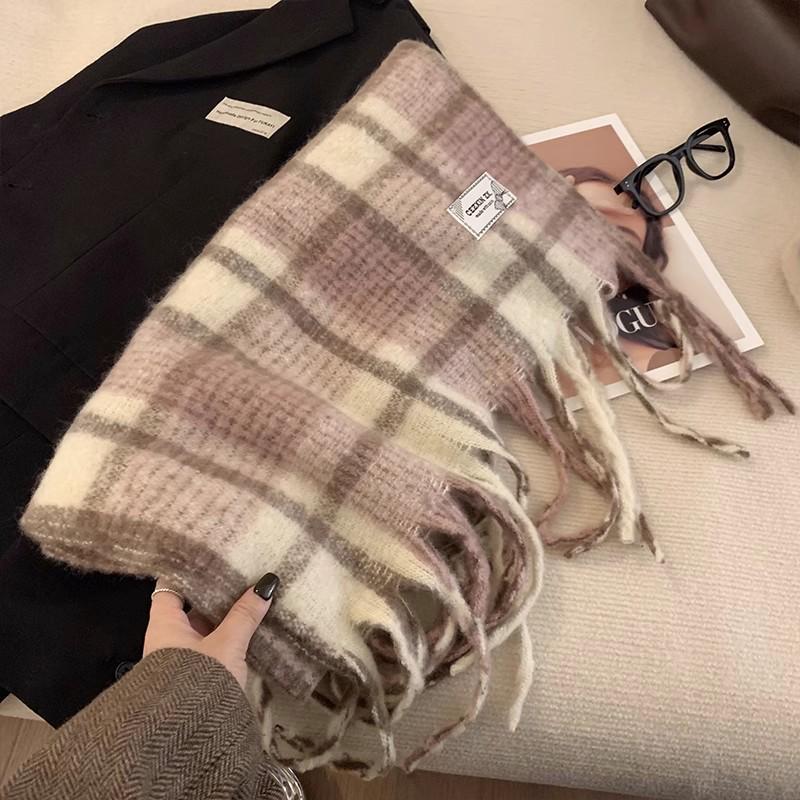 

Зимний красный клетчатый шарф 2025: Унисекс Корейский стиль Синий и черный шарф-манишка 220 розовый