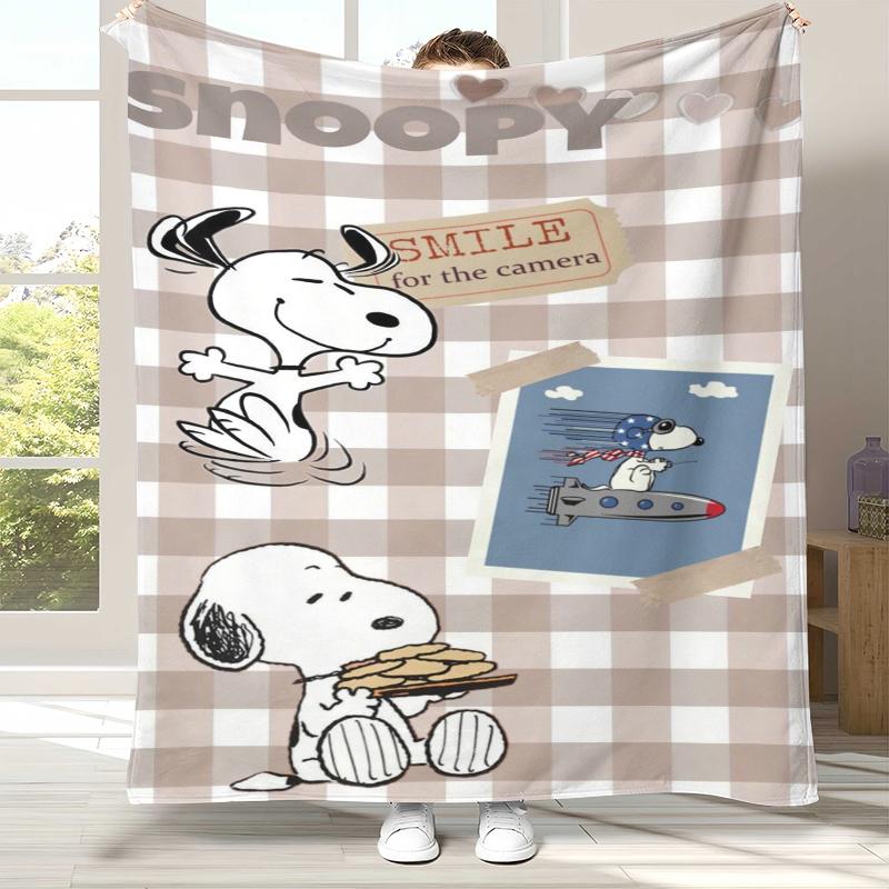 Cute Snoopy Dog Cartoon Flannel Blanket,Ultra Soft Warm Plush Throw for Home Bedroom Bed Sofa Cover Camping Picnic gift