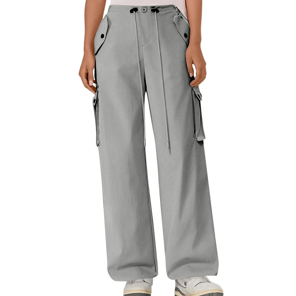 Women's Summer Thin Loose Straight Leg Pants With Multiple Pockets High Waist And Wide Legs Quick Drying Sports Pants (Regular Style)