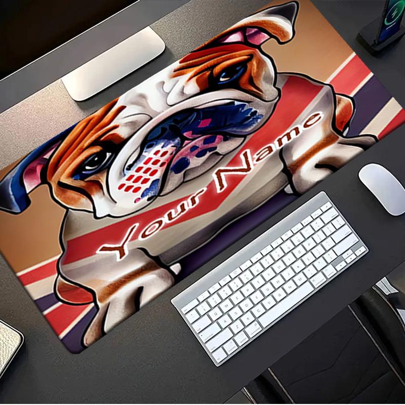 1PC Custom Name Bulldog Union Jack Pride Mouse pad, keyboard and mouse desk pad, for computer notebook  Birthday Gift For Any Room Or Office
