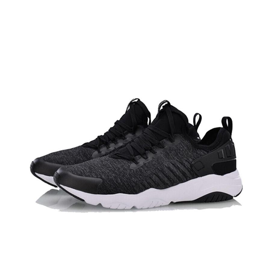 Li-Ning Comfortable Shock Absorbing Non-Slip Wear-Resistant Low-Top Running Shoes Men Sneakers White Black AGCN055-1