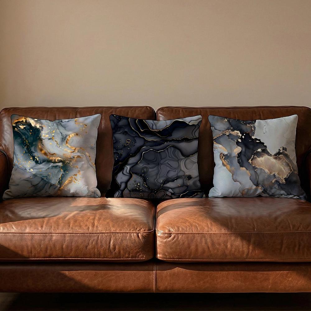 Minimalist Marble Patterned Cushion Cover Soft Reversible  Durable Pillow Cover  MultiScene Use for Home  Car Daily Comfort