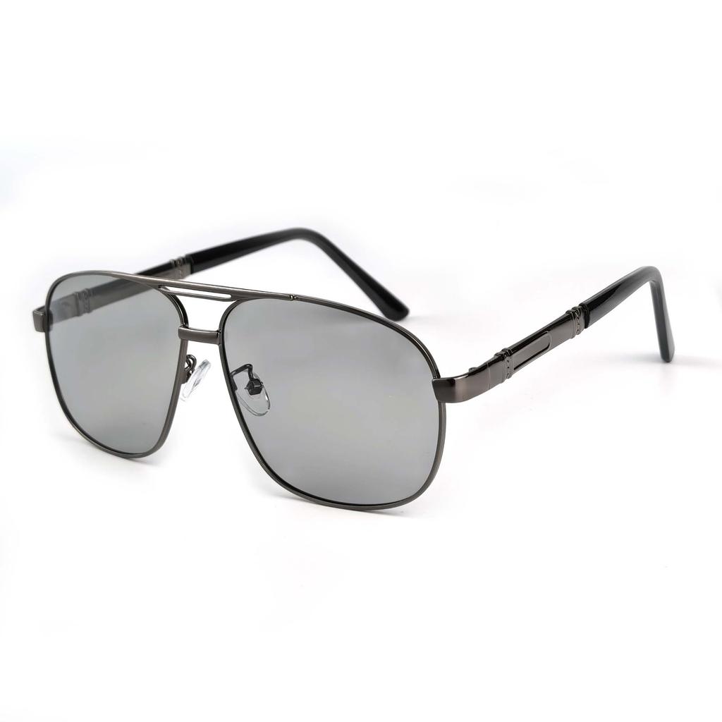 New men's pilot-style metal polarized sunglasses double beam day and night color-changing anti-ultraviolet sunglasses tide