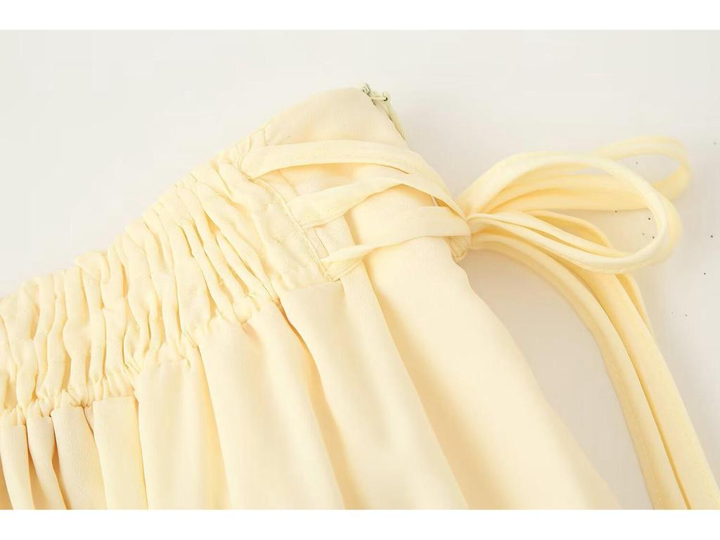 Europäische und amerikanische Damenmode: 2025 Frühling Französisches Rüschen Langarm Oberteil und Midi-Rock Set