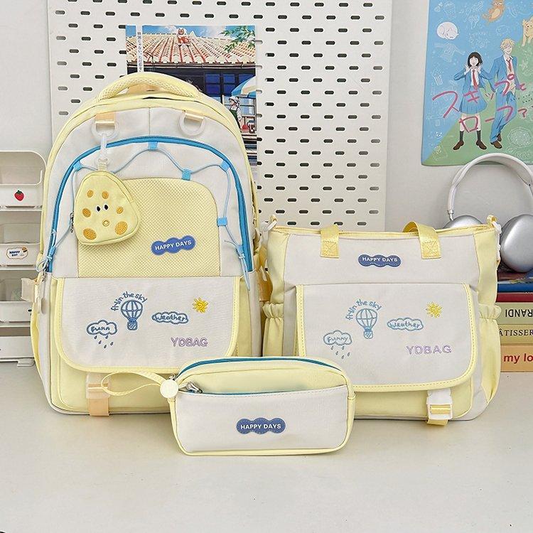 Schoolbag new ins large capacity cute fresh lightweight schoolbag contrasting color simple college style junior high school backpack