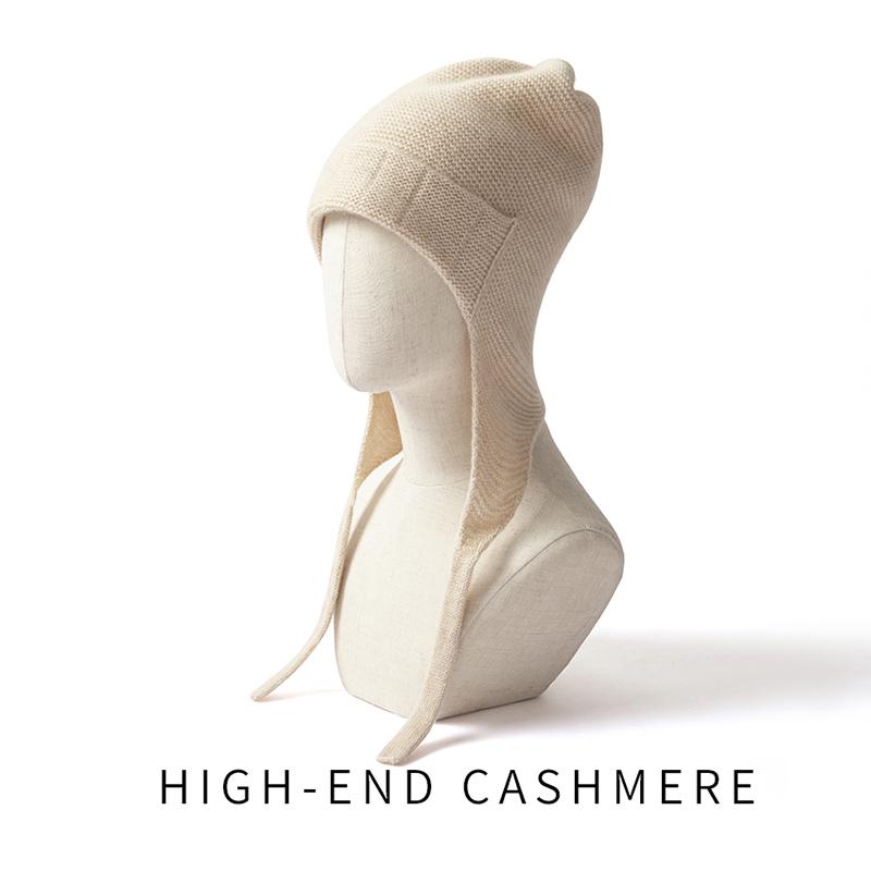 Women 100% Pure Cashmere Trapper Hat Ear Flap Design Knit Winter Warm Soft Skullies Cap Cold Weather Accessory