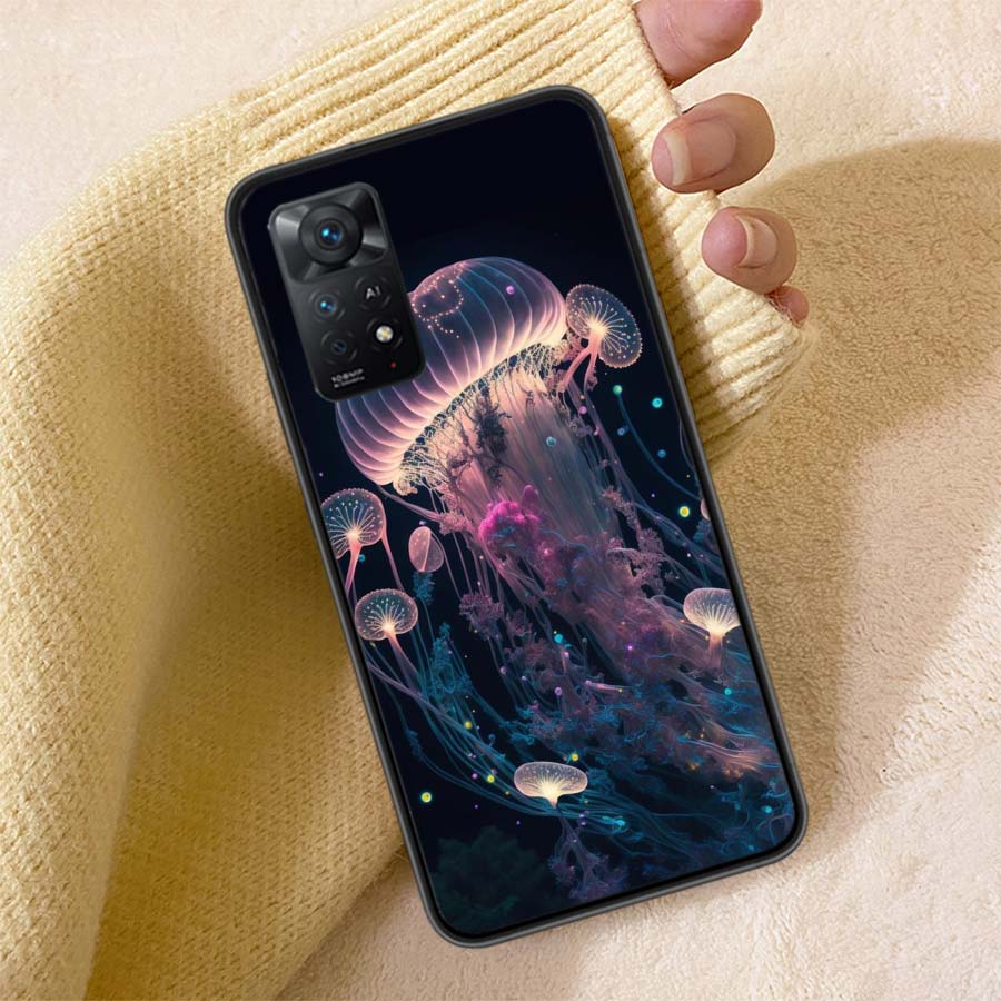 Magic Jellyfish Phone Case For Redmi Note 13 14 15 Pro Plus 12 13C 12C 15C 9 10 10C 9T 9C 9A TPU Soft Cover Clear Cell Cases Sho
