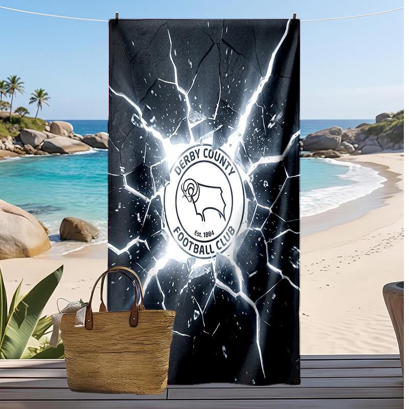 Toalla de Playa con Estampado de Fútbol del Derby County, Toalla Grande Suave de Secado Rápido para Playa, Camping, Natación