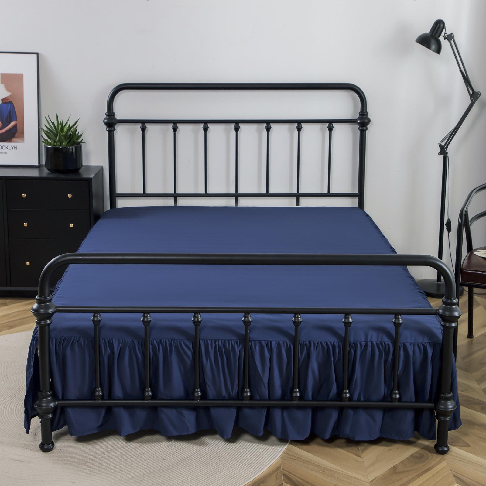 

Solid Brushed Flannel Bed Skirt with Ruffled Split Corners 90x190cm темно-синий