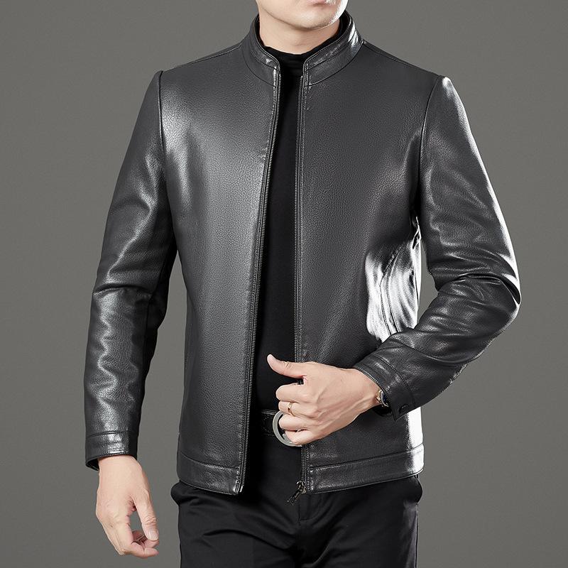 Herbst und Winter Neuer Stil Echte Lederjacke Herren Samtjacke Lässige Herren Lammfell Gewaschene Lederjacke