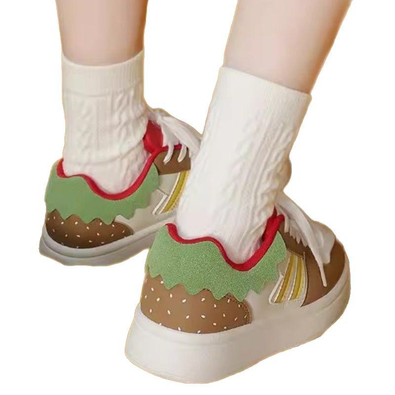 Student burger shoes board shoes women's autumn and winter new niche platform shoes high street women's shoes casual bread shoes