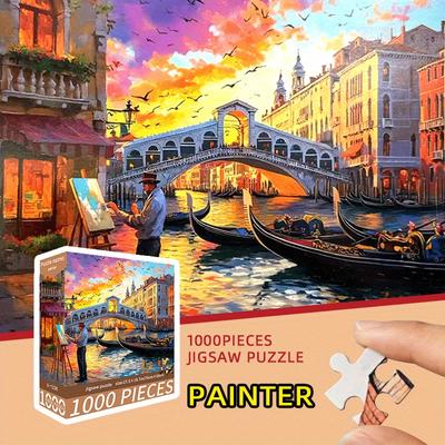 1000 dílků Benátský umělecký malíř Skládačka - 27X20 palců (70X50Cm) - Prémiové umělecké puzzle pro dospělé, Relaxační dárek