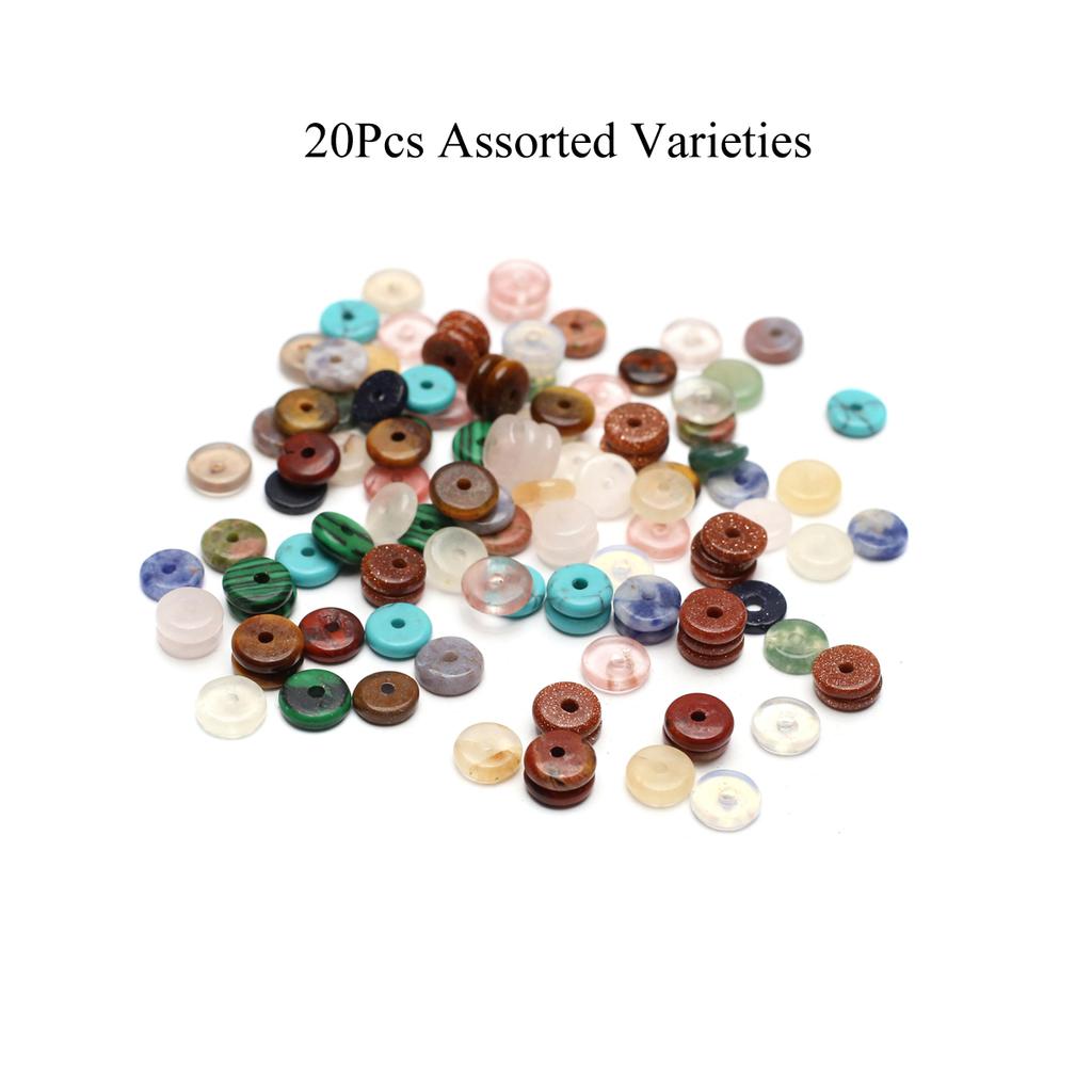 Mini Natural Stone Beads with Hole, Flat Abacus Shape Sand Stone Gems Loose Beads for DIY Women Men Jewellery Accessories Craft 1.8x6 Mm