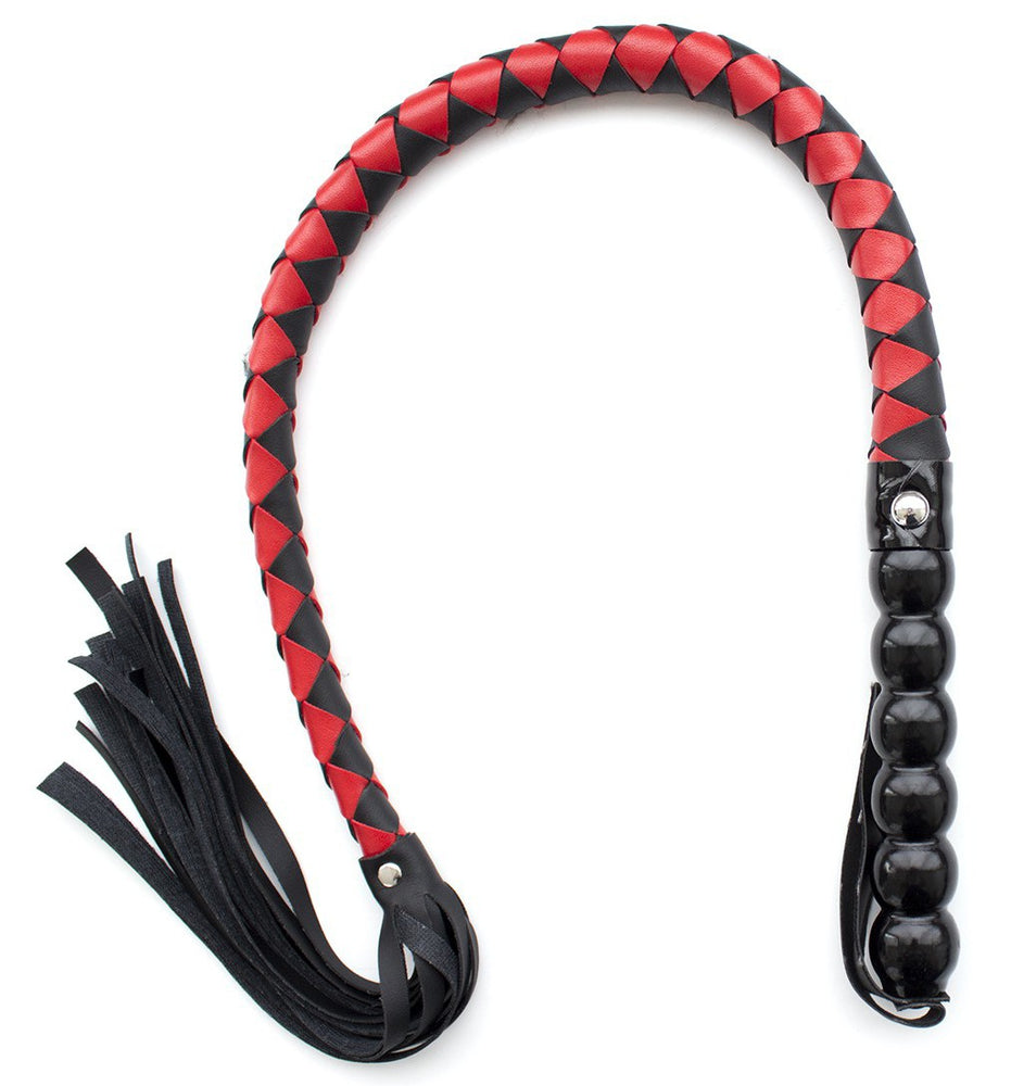 Mahogany Whip 90cm Black and Red - Kiotos - Whips, Crops & Feather Dusters
