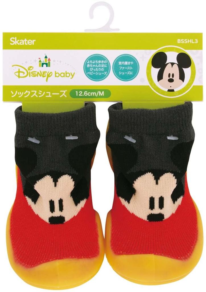 Skater Sock Size Baby Disney Mickey Shoes, M, 12.6cm, Indoor/Outdoor, Shoes, Mouse, BSSHL3-A