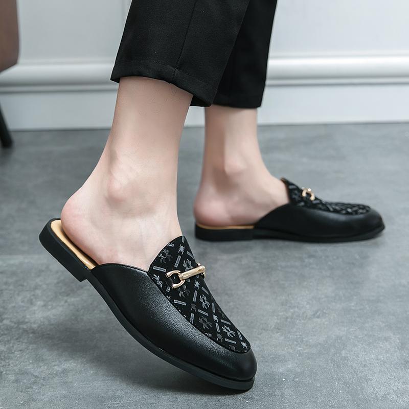 Fashion New Men Half Slippers Loafers Casual Summer Leather Male Moccasins Classic Breathable Soft Slip On Driving Shoes