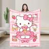 Hello Kitty Pink Plaid Blanket Fleece All Season   Multifunction Super Soft Throw Blanket for Home Travel Bedspread