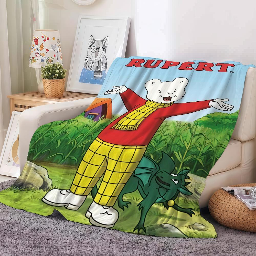 Cartoon Cute R Rupert B Bear Blanket For Sofa Office Bed Plane Travel Sleep Read Relax Camping Soft And Warm