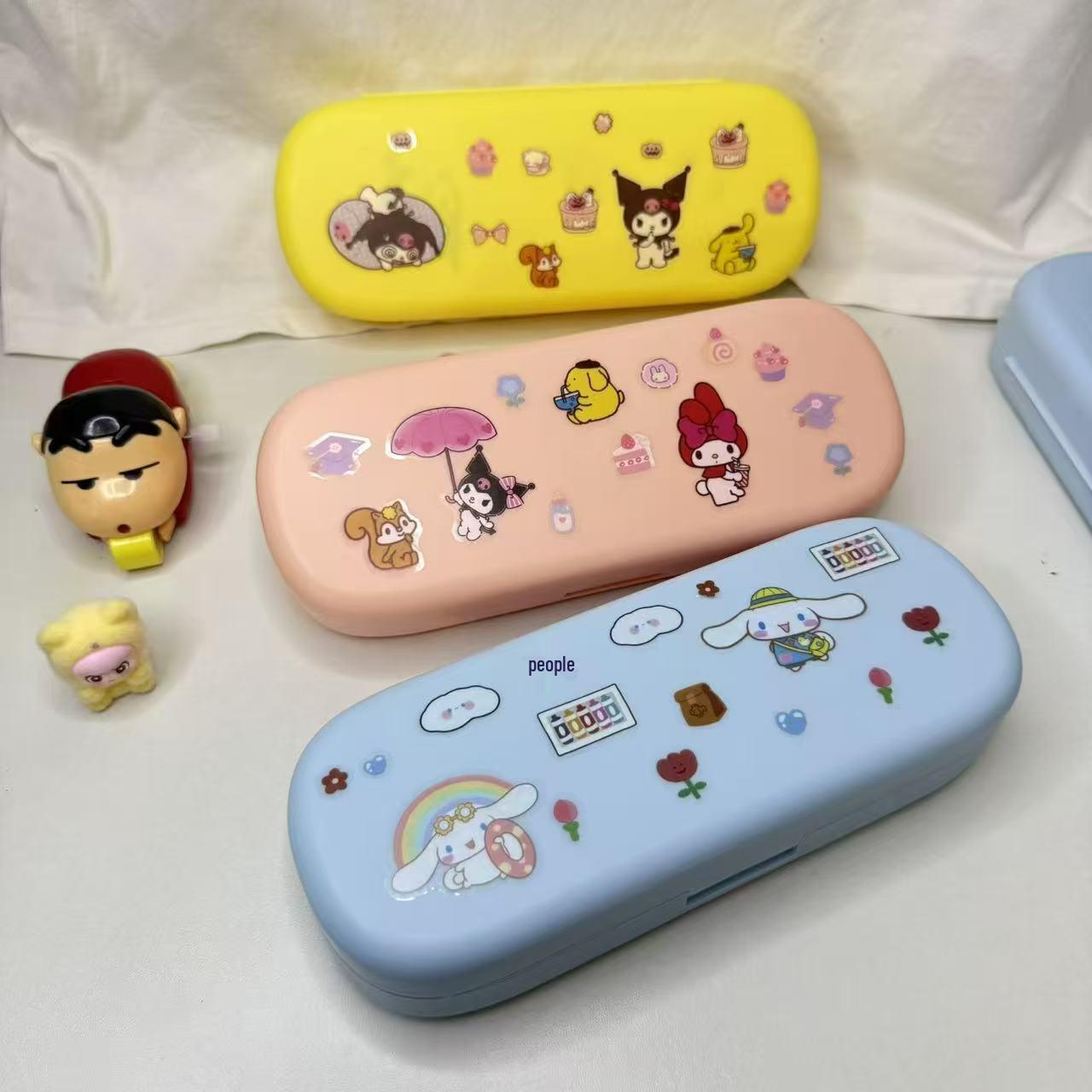2025 New Cute Double-Layer Pencil Case for Girls – High-Value Stationery Box Yellow [with stickers]