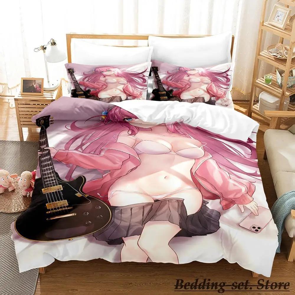 Gotou Hitori Bedding Set Single Twin Full Queen King Size Bed Set Adult Kid Bedroom Duvetcover Sets Anime parure de lit Bed